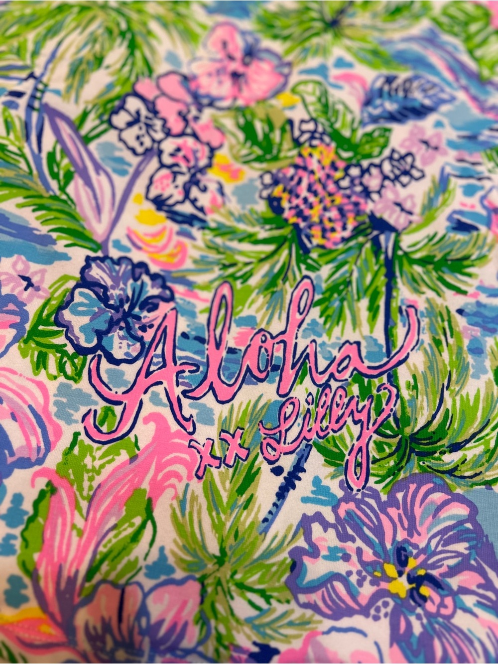 Lilly Pulitzer Tropical 'Aloha' Floral Panel in Pink, Green & Blue - Picture 2 of 8